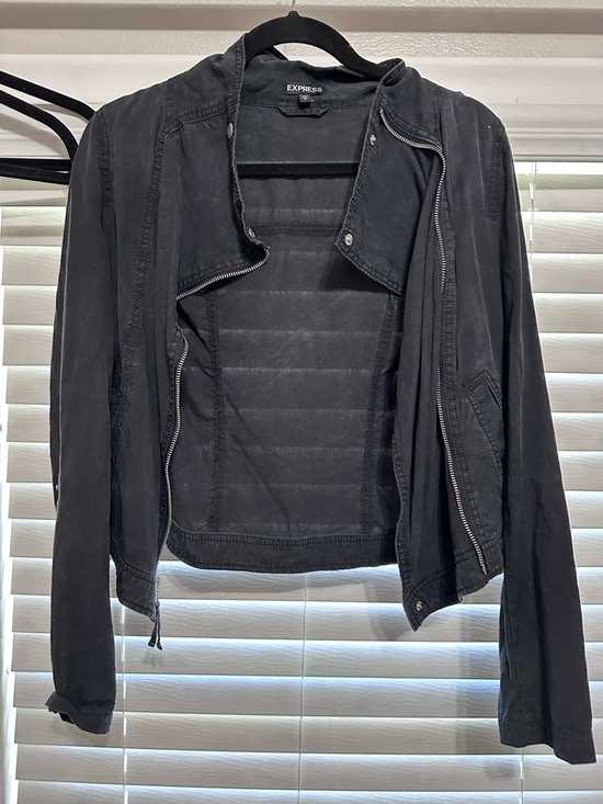 Express Jackets & Blazers - Express Black Moto-Style Zip Jacket